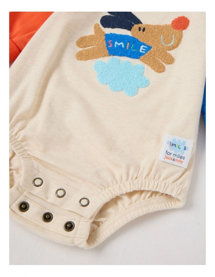 Freddie Newborn Bodysuit with Doggo Boucle in Red and Oatmeal image 4