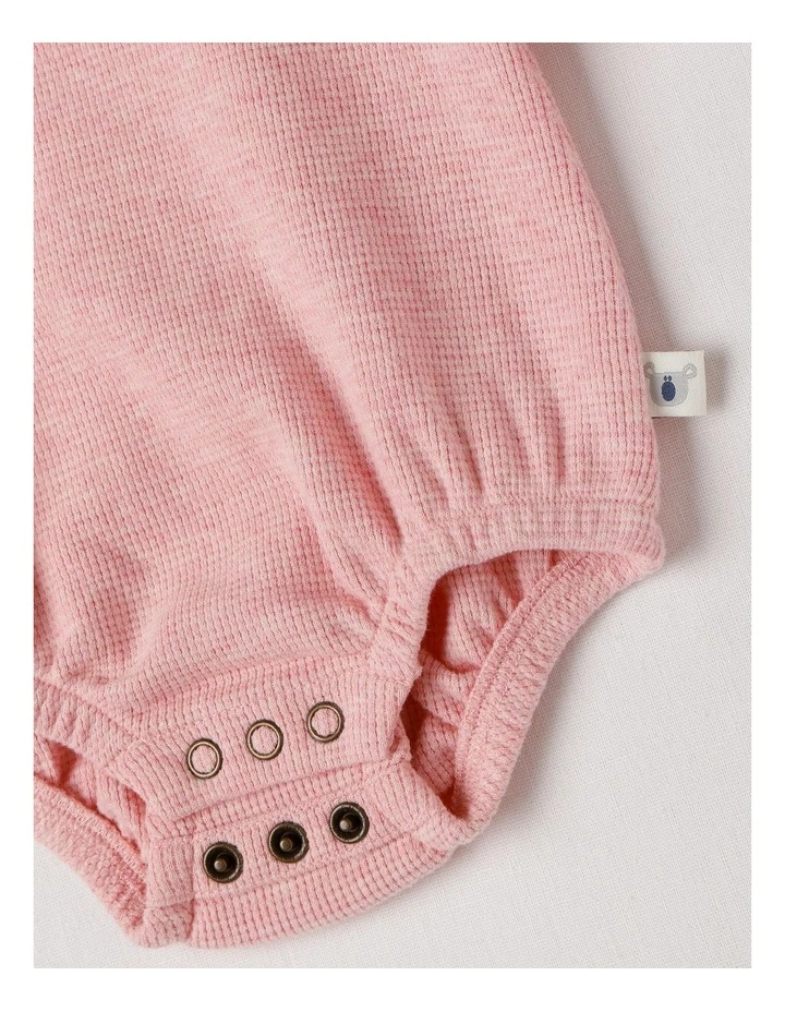Naturals Newborn Dusty Waffle Bodysuit with Embroidery in Pink image 4