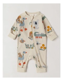 Naturals Newborn Jude Waffle Coverall in Oatmeal