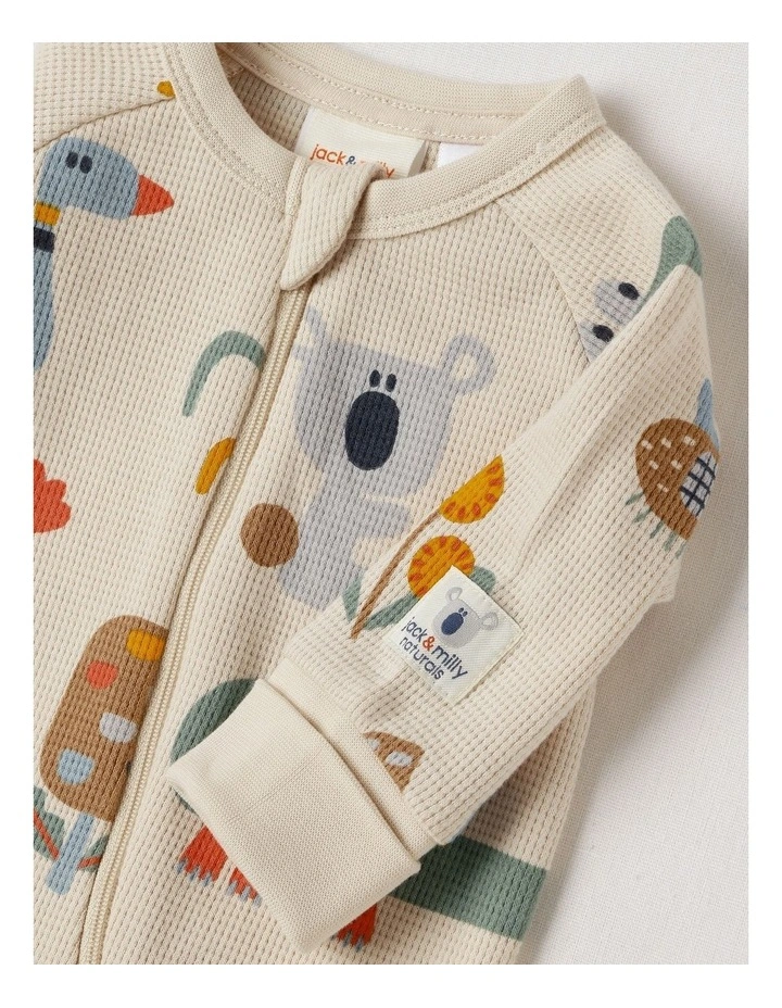 Naturals Newborn Jude Waffle Coverall in Oatmeal image 2