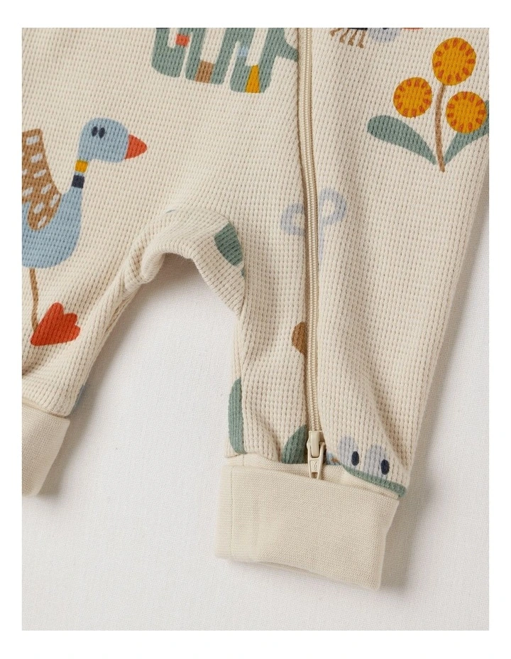 Naturals Newborn Jude Waffle Coverall in Oatmeal image 4