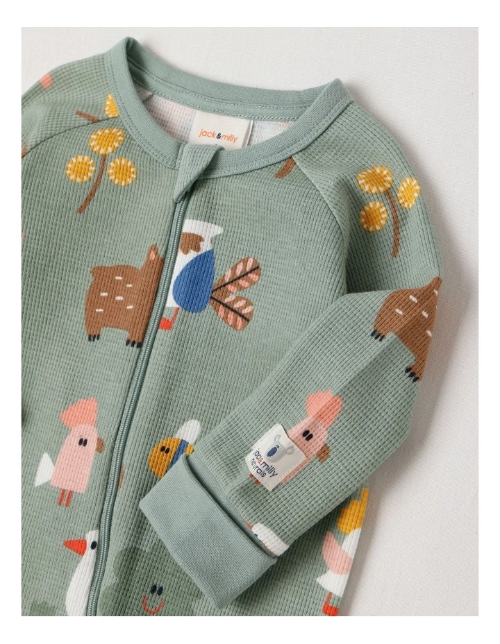 Naturals Newborn Jude Waffle Coverall in Sage image 2