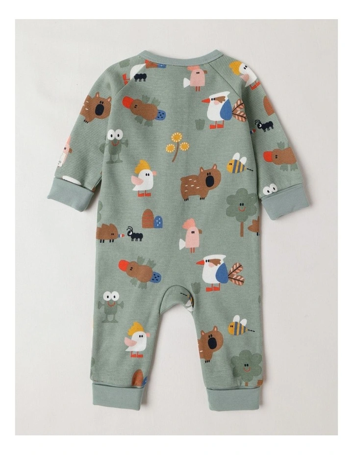 Naturals Newborn Jude Waffle Coverall in Sage image 3