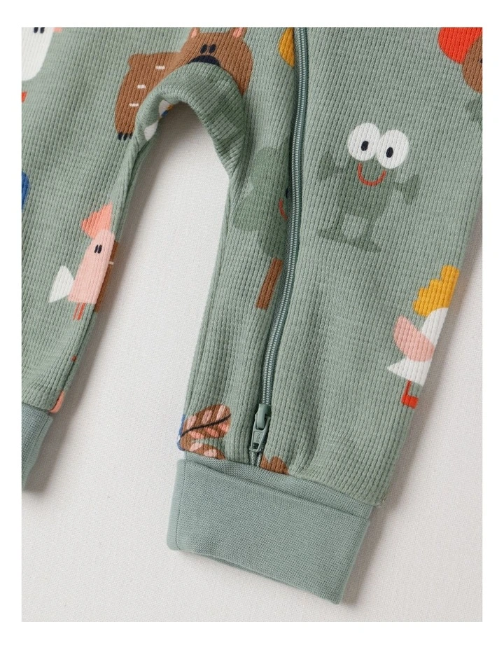 Naturals Newborn Jude Waffle Coverall in Sage image 4