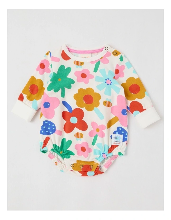Neddy Daisy Print Bodysuit in Oatmeal image 1