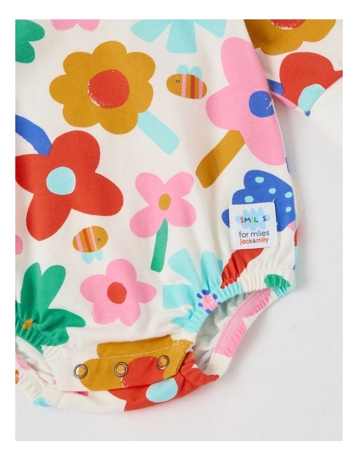 Neddy Daisy Print Bodysuit in Oatmeal image 2