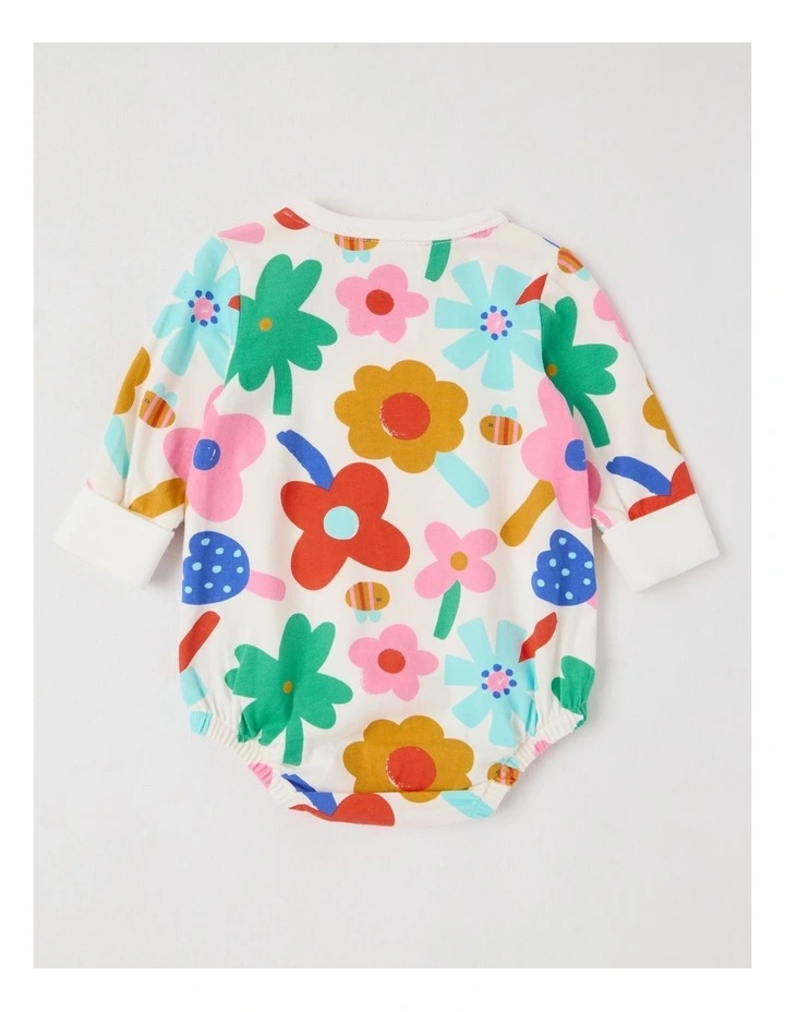 Neddy Daisy Print Bodysuit in Oatmeal image 3