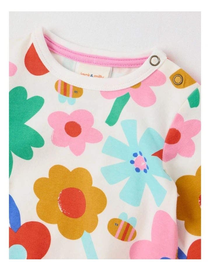 Neddy Daisy Print Bodysuit in Oatmeal image 4