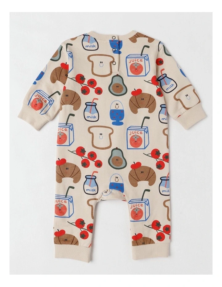 Spider French Terry Romper with Breaky Print in Oatmeal image 3
