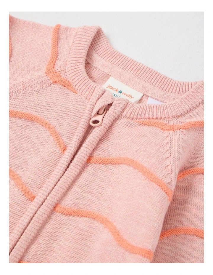 Naturals Newborn Scooter Wavy Knit Coverall in Pink image 2