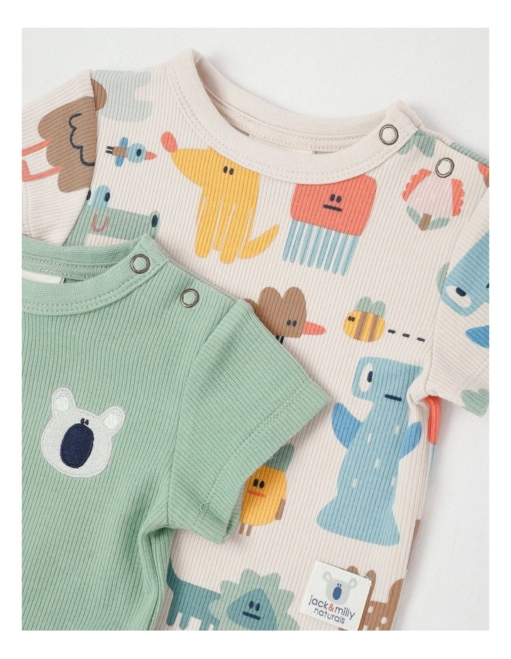 Naturals Charlie 2 Pack Bodysuit Set with Koala Embroidery in Sage image 2
