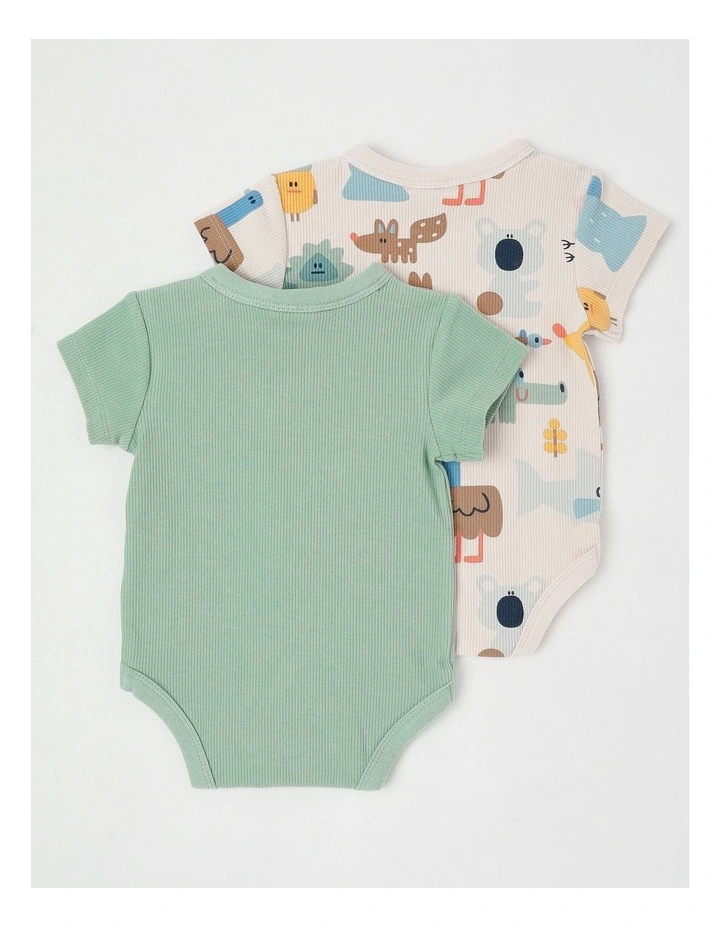 Naturals Charlie 2 Pack Bodysuit Set with Koala Embroidery in Sage image 3