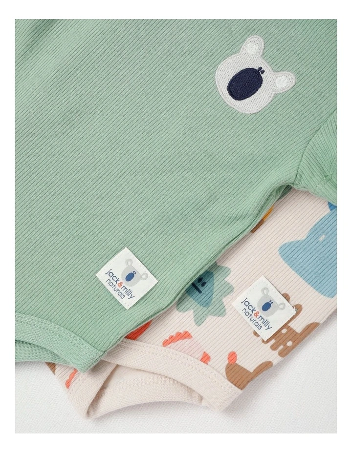 Naturals Charlie 2 Pack Bodysuit Set with Koala Embroidery in Sage image 6