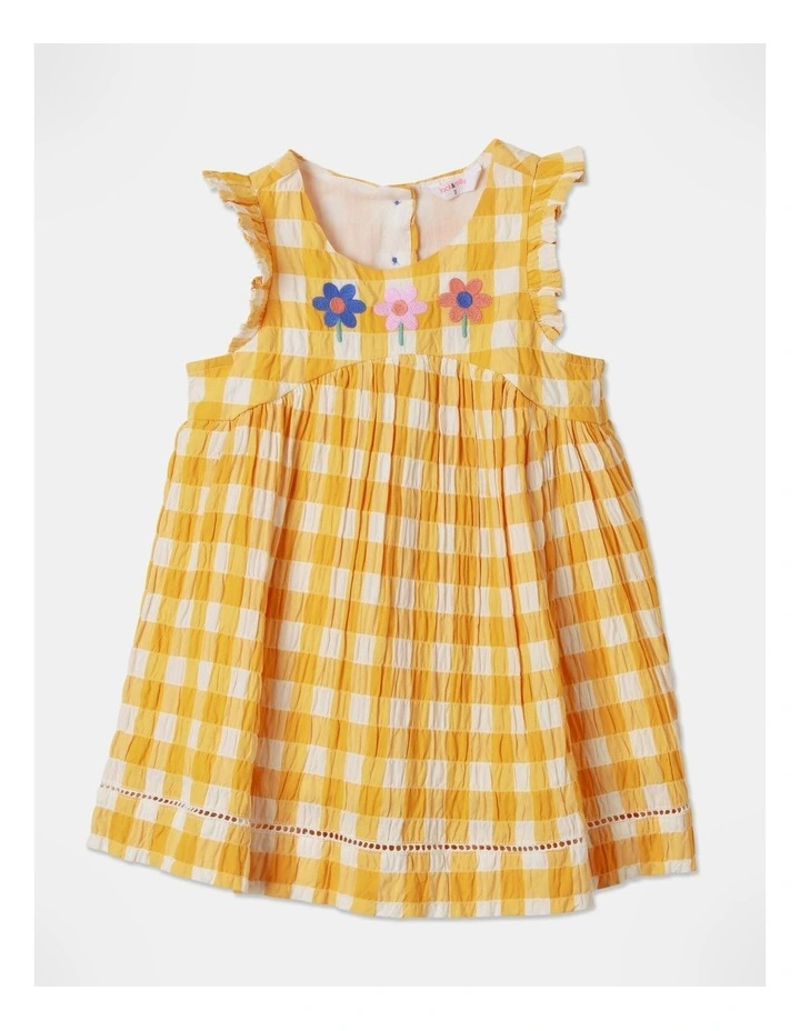 Mia Gingham Daisy Dress in Yellow image 1