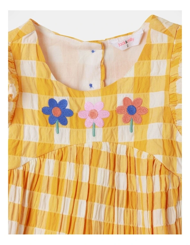 Mia Gingham Daisy Dress in Yellow image 2