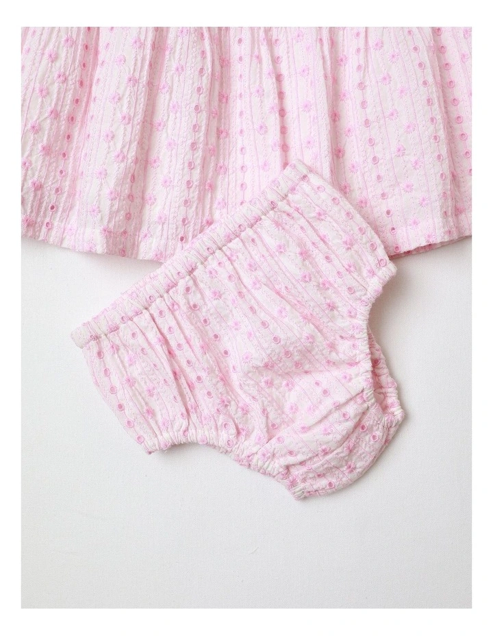 Ava Embroidered Woven Volume Dress in Pink image 4