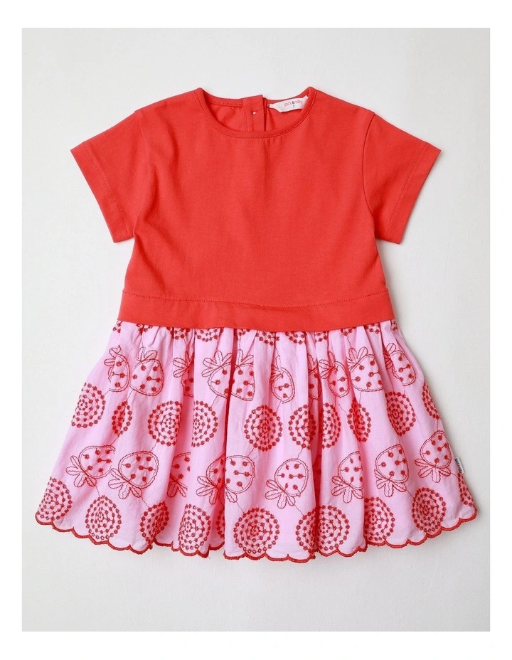 Shelley Jersey Top and Strawberry Broiderie Skirt Dress in Red image 1