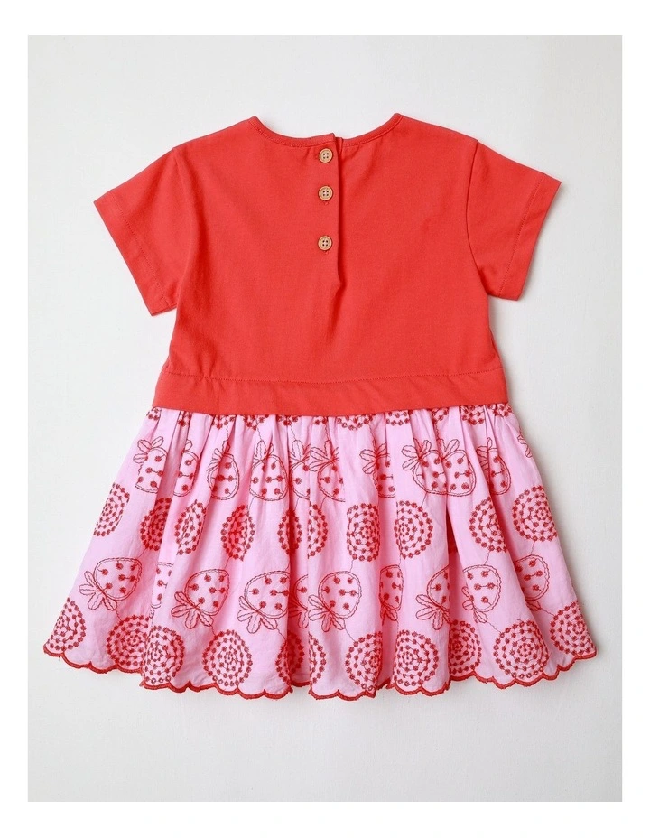 Shelley Jersey Top and Strawberry Broiderie Skirt Dress in Red image 3
