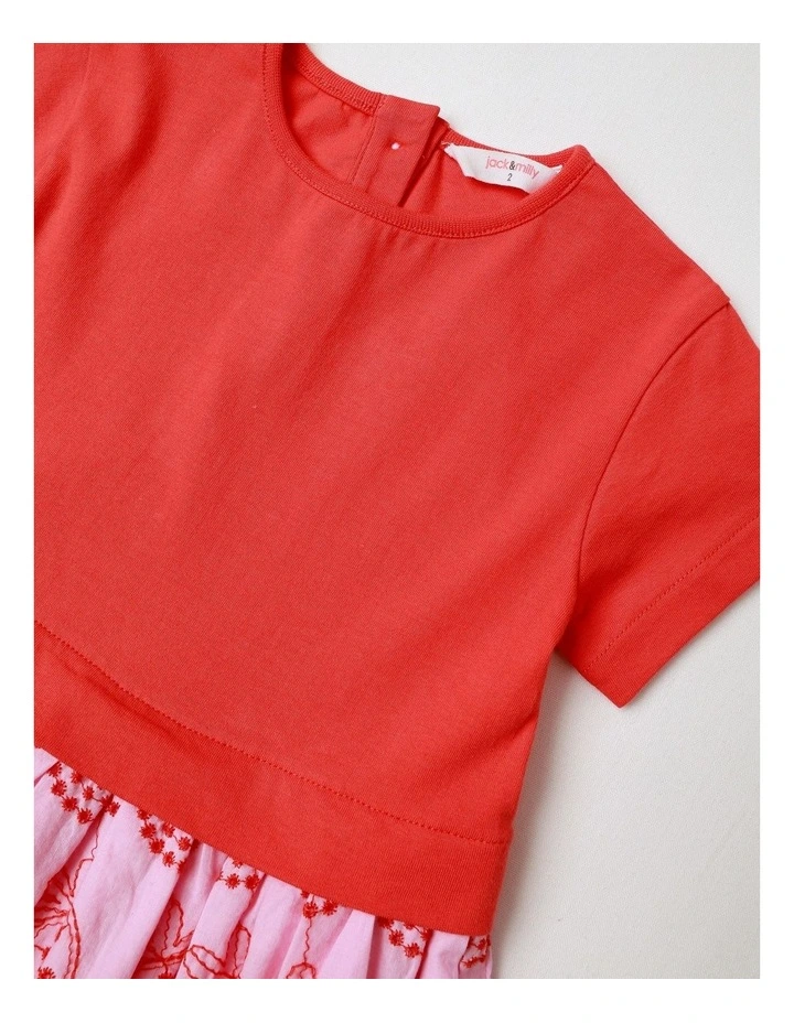 Shelley Jersey Top and Strawberry Broiderie Skirt Dress in Red image 4