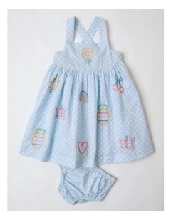 Gracie Woven Dobby and Yardage Pinny in Light Blue