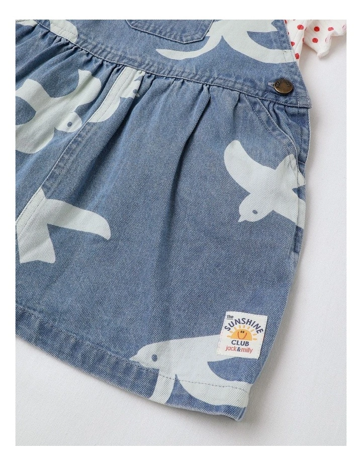 Queenie Denim Discharge Pinny and Tee Set in Denim image 5