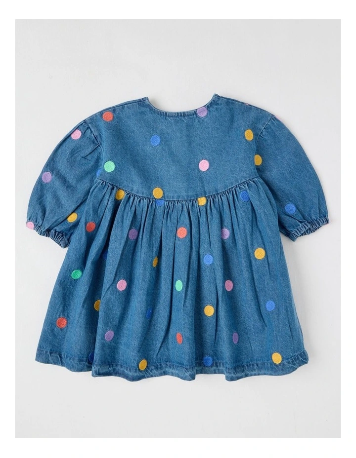 Alice Denim Dress with Embroidered Spots and Ric Rac Trim image 4