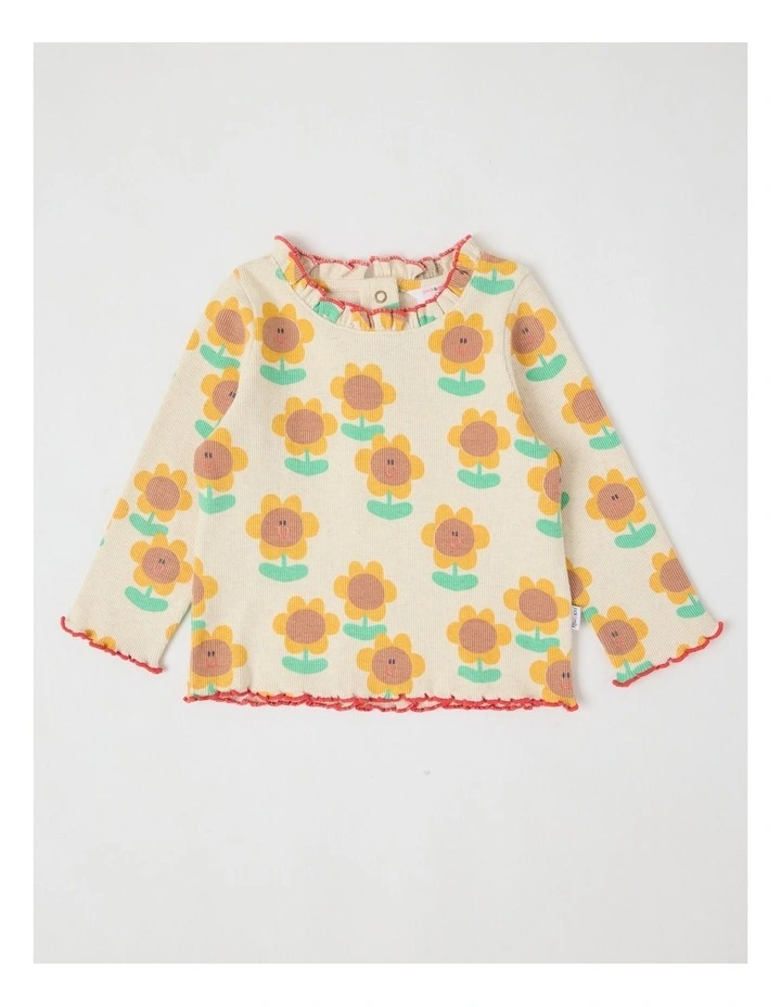 Ginger Denim Pinny with Sunflower Print Rib Tee in Denim image 4