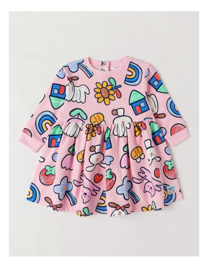 Meggie Fleece Kinder Dress with My Favourite Things Print in Pink