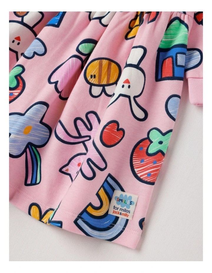 Meggie Fleece Kinder Dress with My Favourite Things Print in Pink image 4