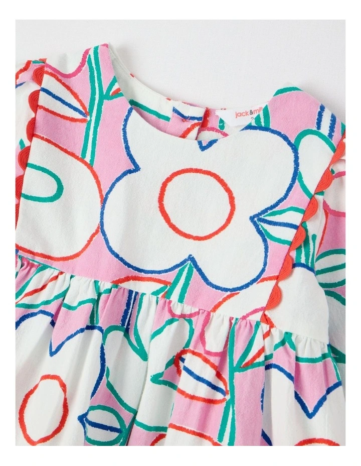 Libby Cotton Crepe Dress with Watercolour Print in Assorted image 2