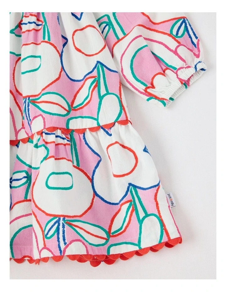 Libby Cotton Crepe Dress with Watercolour Print in Assorted image 4