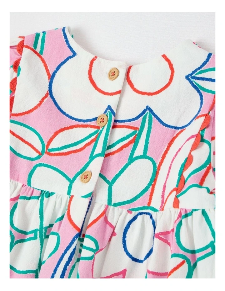 Libby Cotton Crepe Dress with Watercolour Print in Assorted image 5