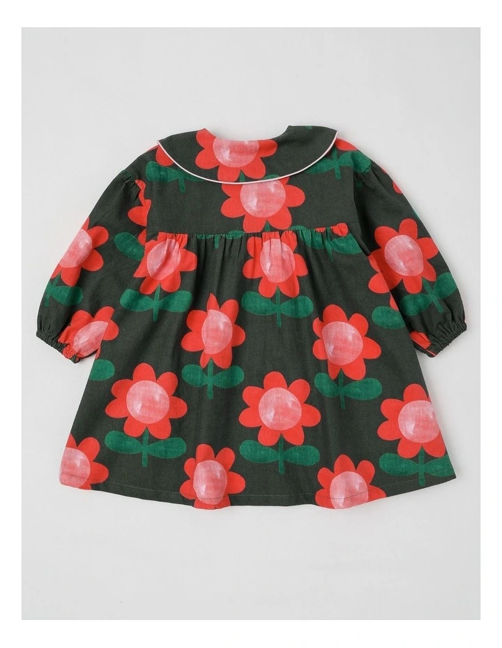 Eva Baby cord Dress with Bee Print in Green image 3