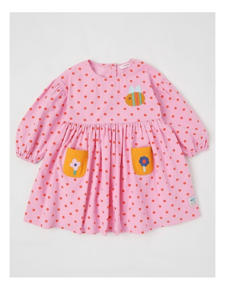 Anna Colourblocked Dress with Ric Rac Trim in Pink image 1