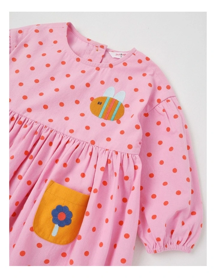 Anna Colourblocked Dress with Ric Rac Trim in Pink image 2