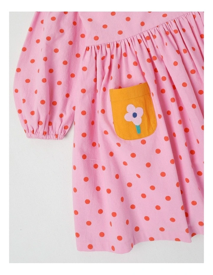 Anna Colourblocked Dress with Ric Rac Trim in Pink image 4