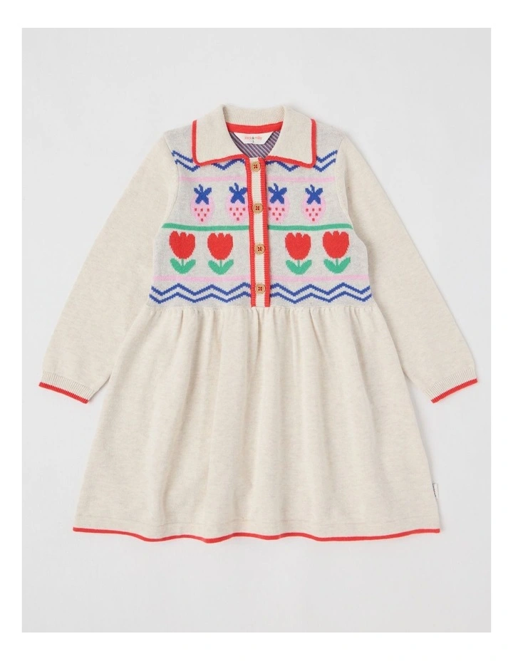 Charlotte Knitted Dress in Oat Marle image 1