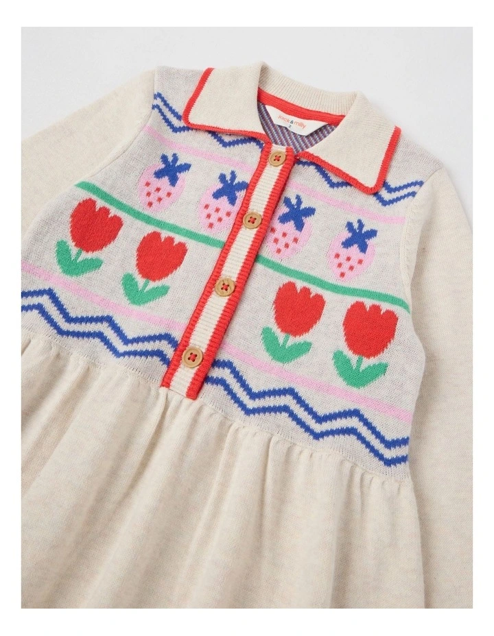 Charlotte Knitted Dress in Oat Marle image 2