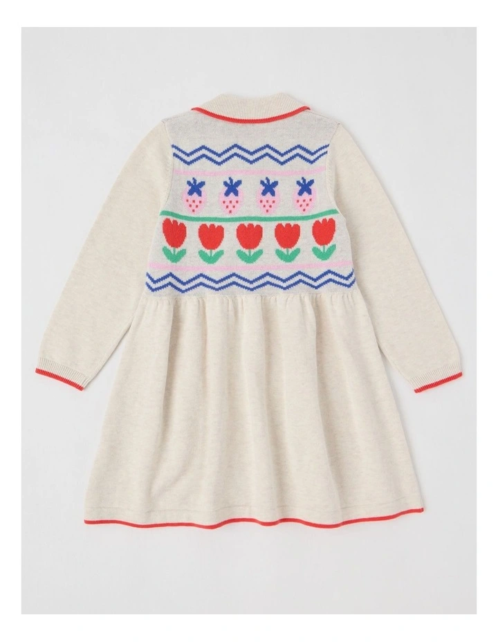 Charlotte Knitted Dress in Oat Marle image 3