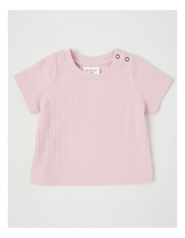 Tallulah Denim Pinny & Tee Set with Apple Embroidery in Denim image 5