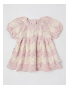 Newborn Penny Knit Pointelle Dress in Pink