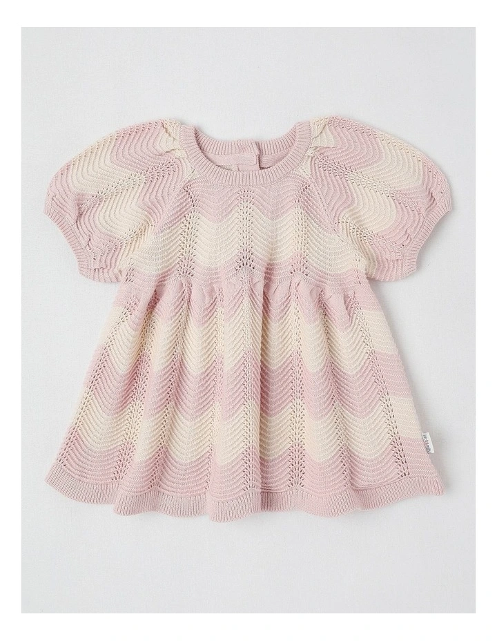 Newborn Penny Knit Pointelle Dress in Pink image 1