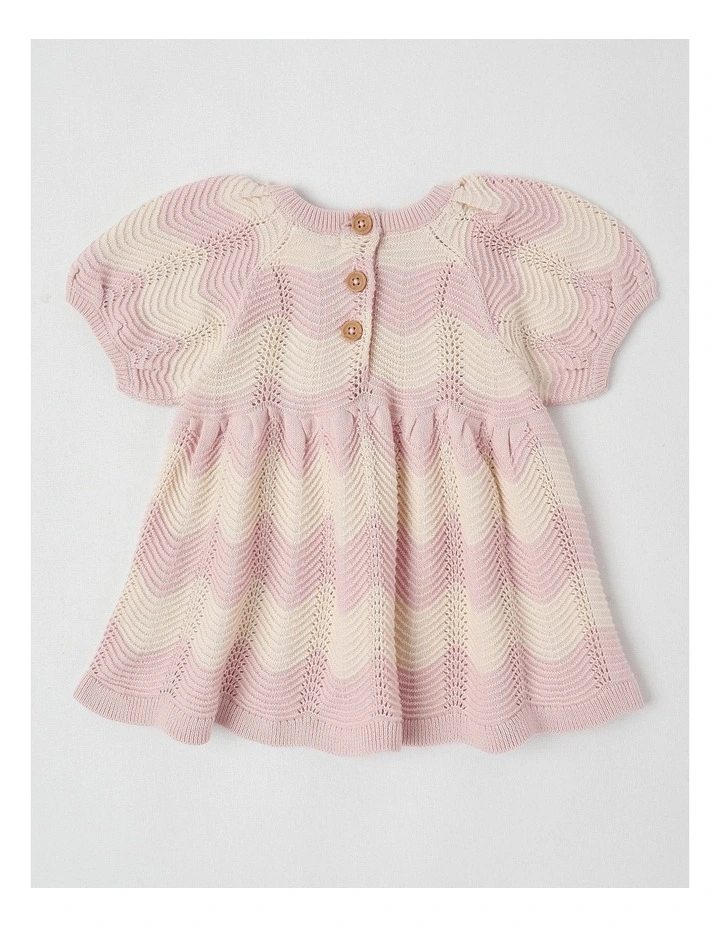 Newborn Penny Knit Pointelle Dress in Pink image 3
