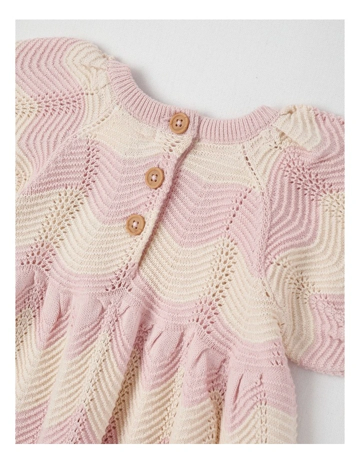 Newborn Penny Knit Pointelle Dress in Pink image 5