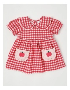 Honey Seersucker Gingham Dress Set in Pink
