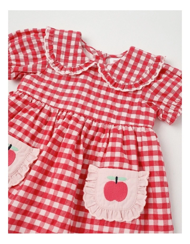 Honey Seersucker Gingham Dress Set in Pink image 2