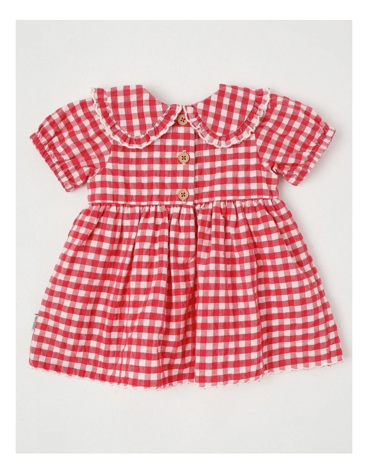 Honey Seersucker Gingham Dress Set in Pink image 3