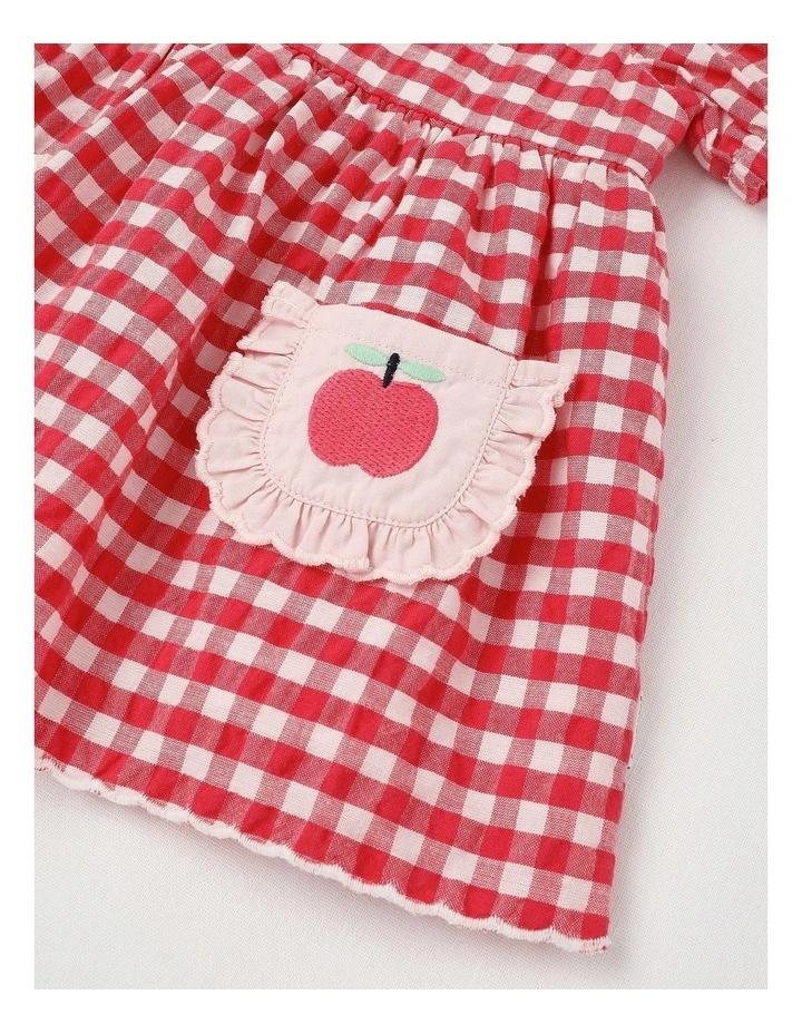 Honey Seersucker Gingham Dress Set in Pink image 5