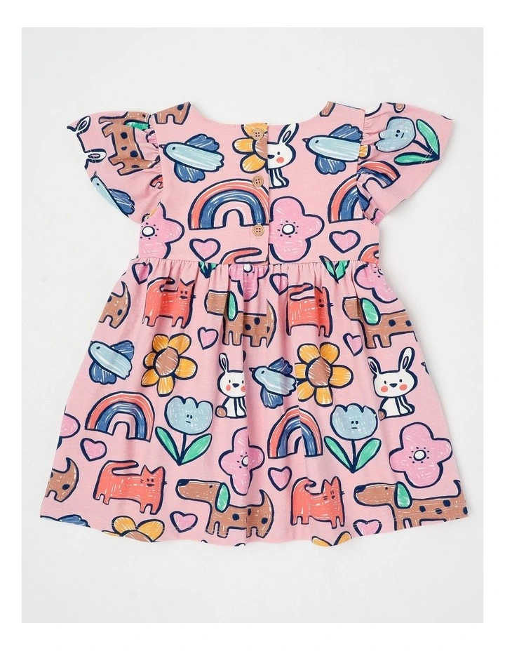 Marnie Kinder Dress with Characters Print in Pink image 3