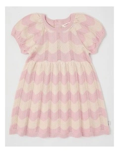 Coral Knitted Pointelle Dress in Pink